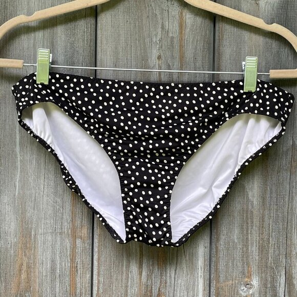 Land's End Women's Black & White Dots Classic Hipster Bikini Swim Bottom 12 - Picture 7 of 7